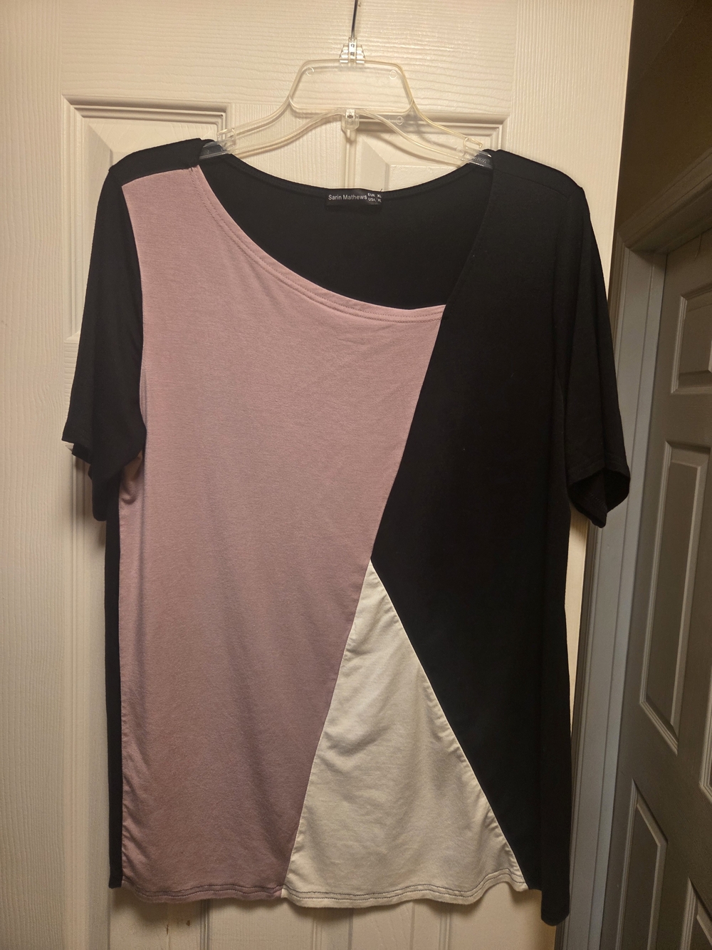 Sarin Mathews Colorblock Short Sleeve Tee - Dusty Rose, Black, White